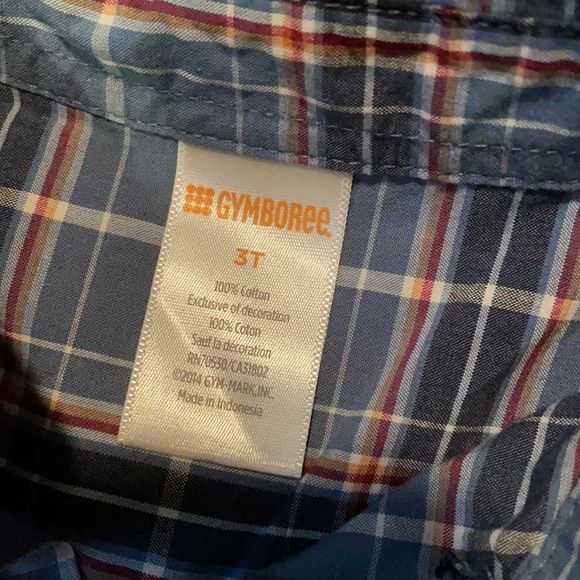 Red and blue plaid button up - Picture 3 of 4
